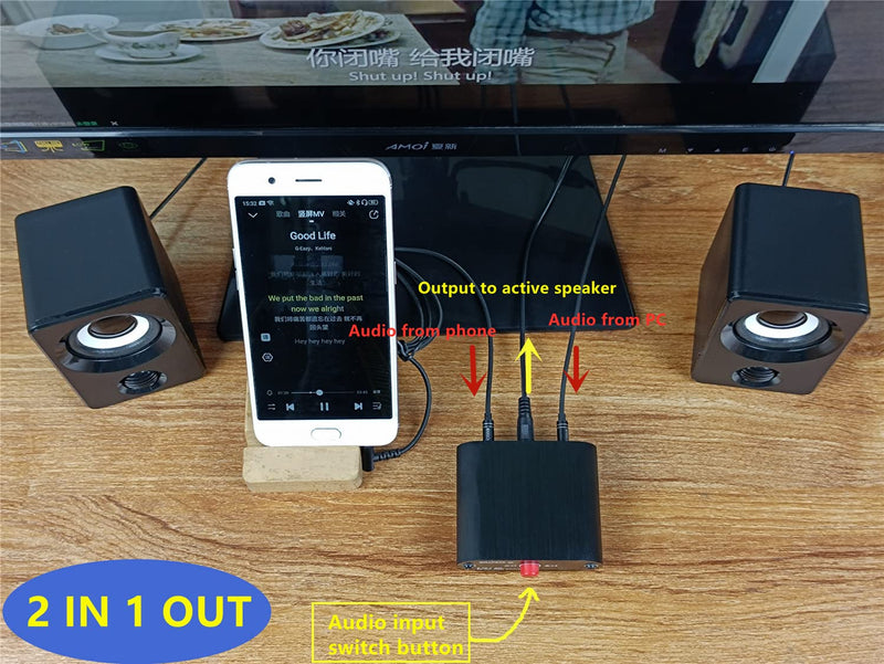 [Australia - AusPower] - 2 in 1 Out 3.5mm Stereo Audio Switch aux switcher Speaker selector Distributor 2 to 1 Splitter Box M1 
