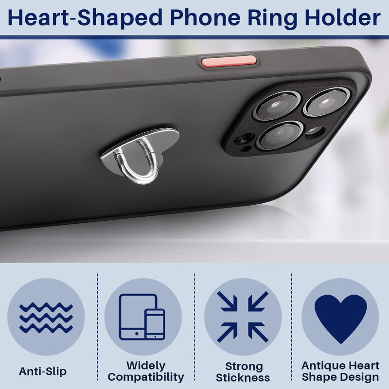 [Australia - AusPower] - Moxweyeni 6 Pcs Cell Phone Ring Holder Stand Heart Shaped Phone Ring Holder Adhesive Metal Phone Finger Grip Universal Heart Ring Holder for Cell Phone Tablet, Sticky Phone Charms Accessories 