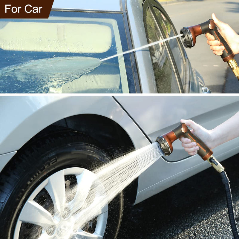 [Australia - AusPower] - FANHAO Garden Hose Nozzle, 100% Heavy Duty Metal Water Hose Sprayer with 8 Spray Patterns, High Pressure Water Nozzle with Thumb Control, On Off Valve for Watering Plants, Washing Cars & Pets 