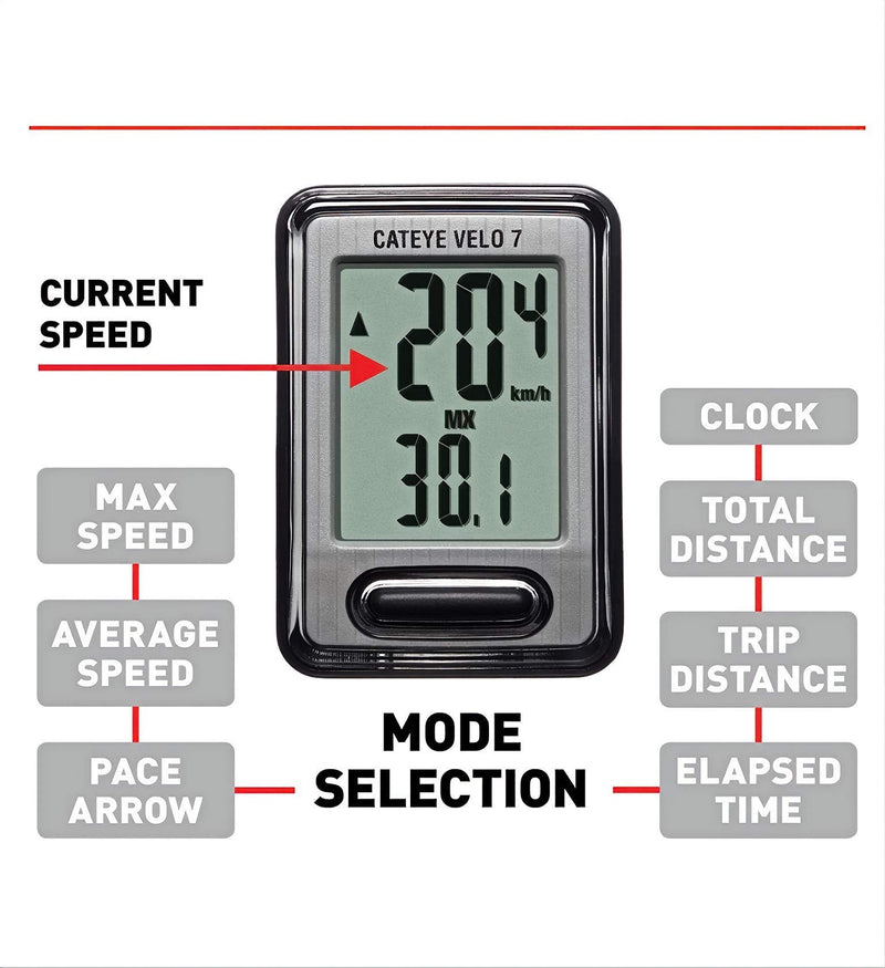 [Australia - AusPower] - CATEYE - Velo 7 Wired Bike Computer CC-VL520 