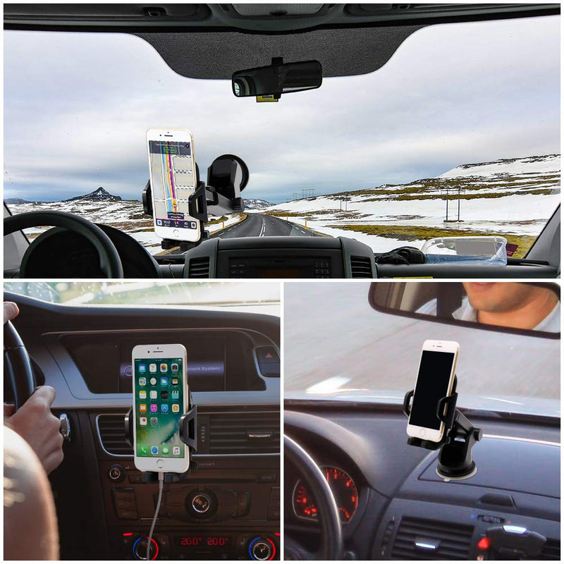 [Australia - AusPower] - Sonkir Car Phone Mount, Dashboard & Windshield Cell Phone Holder Stand with One-Touch Design 360° Rotation for iPhone, Galaxy, Google Nexus, LG, Huawei and More 
