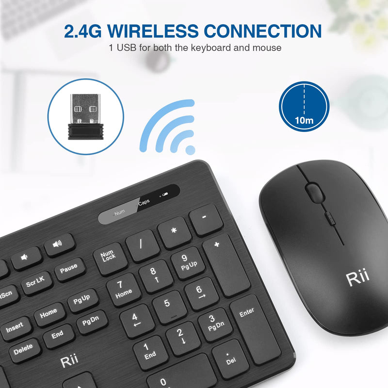 [Australia - AusPower] - Wireless Keyboard and Mouse Combo - Rii Standard Office PC Keyboard and Optical Wireless Mice for Windows/Android TV Box/Raspberry Pi/PC/Laptop/PS3/4 (1PACK) 1 PACK 