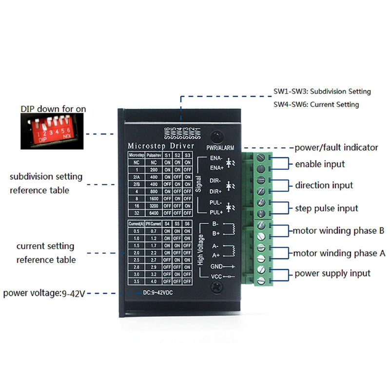 [Australia - AusPower] - EASON Stepper Motor Driver TB6600 4A DC9-42V 32 Subdivision for Nema 17, 23 Series Stepper Motor CNC Controller single Axis Hybrid MicroStepping 