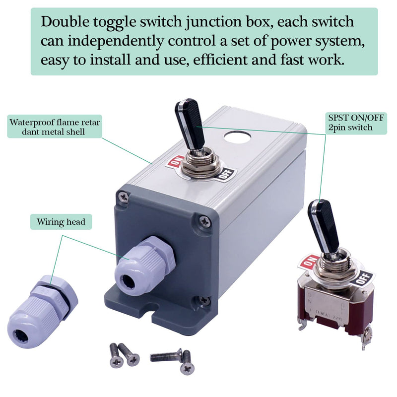 [Australia - AusPower] - Twidec/2 Gang Toggle Switch Box 16A 250V SPST 2 Position 2 Pin ON/Off Rocker Toggle Switch Black PC Wear-Resistant Handle TEN-A-2210BK-BOX-2 