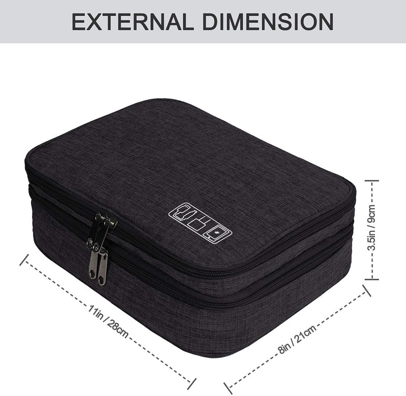 [Australia - AusPower] - OliviaLiving Electronics Organizer,Jelly Comb Electronic Accessories Cable Organizer Bag Waterproof Travel Cable Storage Bag for Charging Cable,Power Bank,iPad,Black Black 
