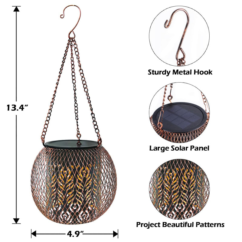 [Australia - AusPower] - LeiDrail Solar Lanterns Outdoor Upgraded Solar Lights for Outside Metal Christmas Decorative Hanging Solar Lantern Waterproof Solar Powered Lighting for Tree Yard Garden Patio 2 Pack 