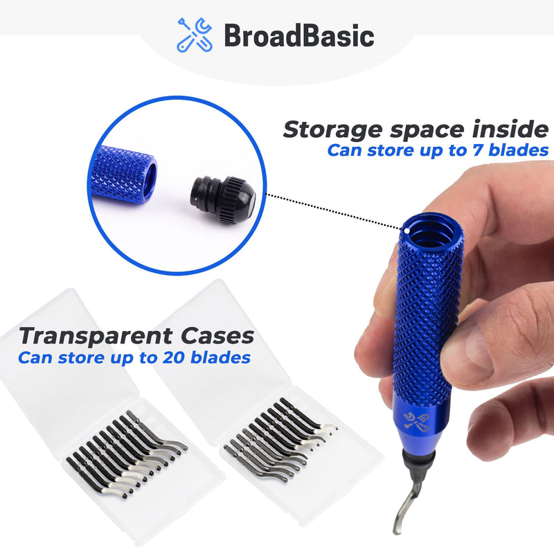 [Australia - AusPower] - BroadBasic Deburring Tool with 20 High-Speed-Steel Blades and Storage Inside Aluminum Handle - Rotary Burr Remove 