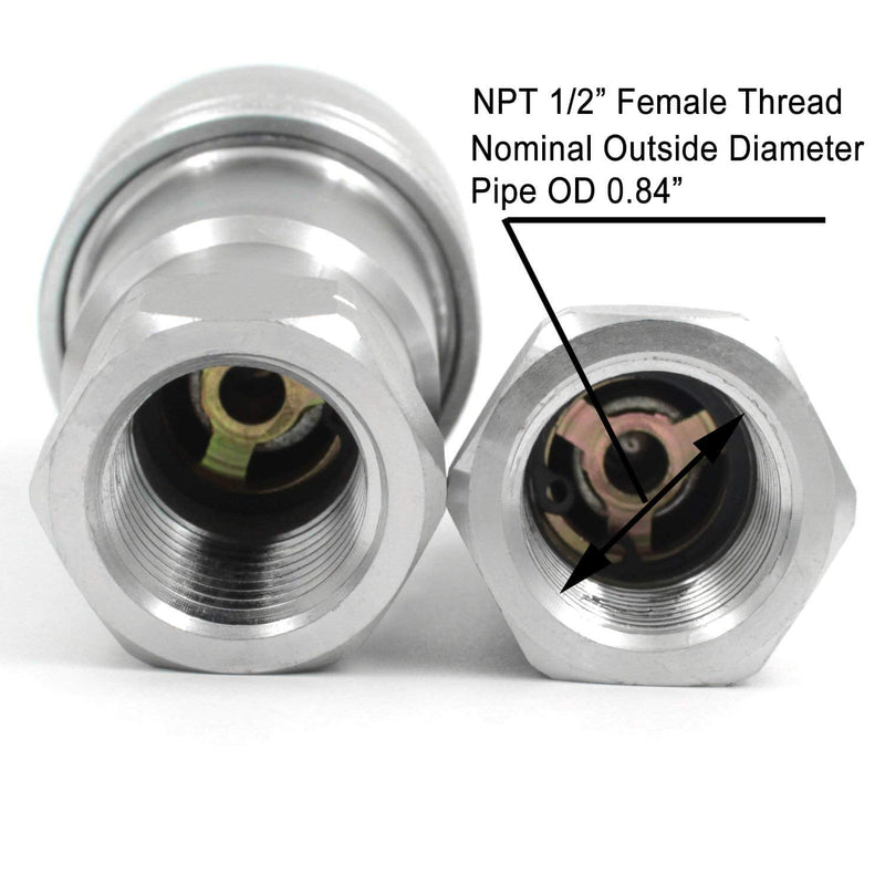 [Australia - AusPower] - 1/2" NPT Thread Ag ISO 5675 Hydraulic Quick Connect Tractor Couplers, Ball Pioneer Style ISO 5675 w/Dust Caps 
