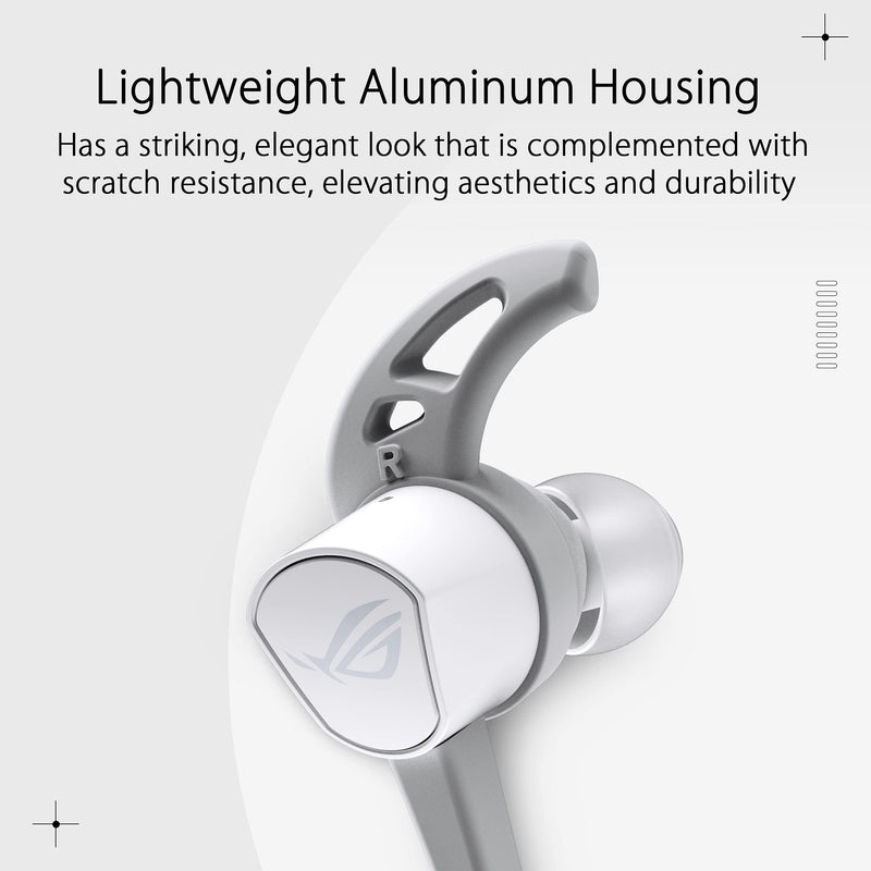 [Australia - AusPower] - ASUS ROG Cetra II Core Moonlight White in-Ear Gaming Earbuds | Liquid Silicone Rubber Drivers, 90° Cable Connector, Hi-Res Audio, 3.5 mm, for PC, Mac, PS4, PS5, Xbox One, Switch and Mobile Devices 