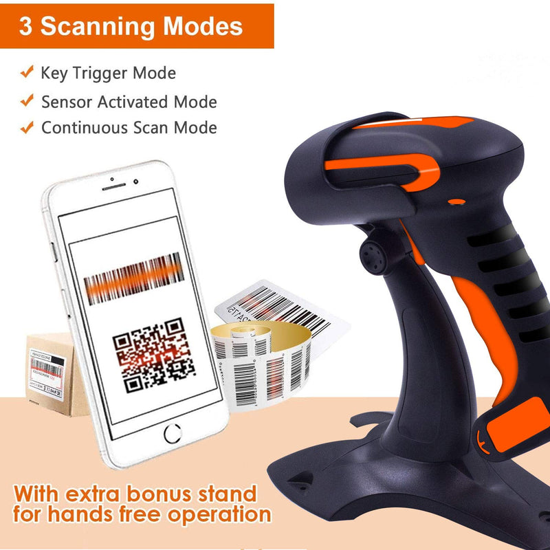 [Australia - AusPower] - Symcode Wireless 2D Bluetooth Barcode Scanner with Stand, 3 in 1 Bluetooth & 2.4GHz Wireless & USB Wired Connection, Industrial Dustproof and Waterproof, QR Image Bar Code Reader with Vibration Alert 2D Scanner 