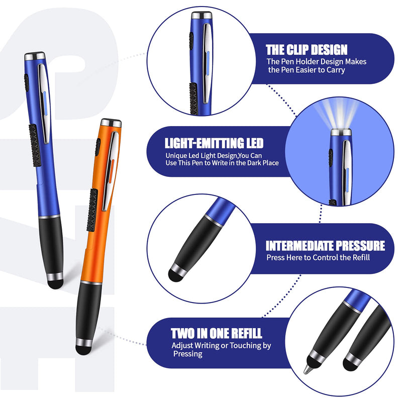 [Australia - AusPower] - 10 Pieces Stylus Pens with Light 2-in-1 Multi-Function Touch Screen Pens LED Light Pens Ballpoint Pens for Smartphones Tablets PC Pads Stylus Light Pens for Homes Offices Schools Writing in The Dark 
