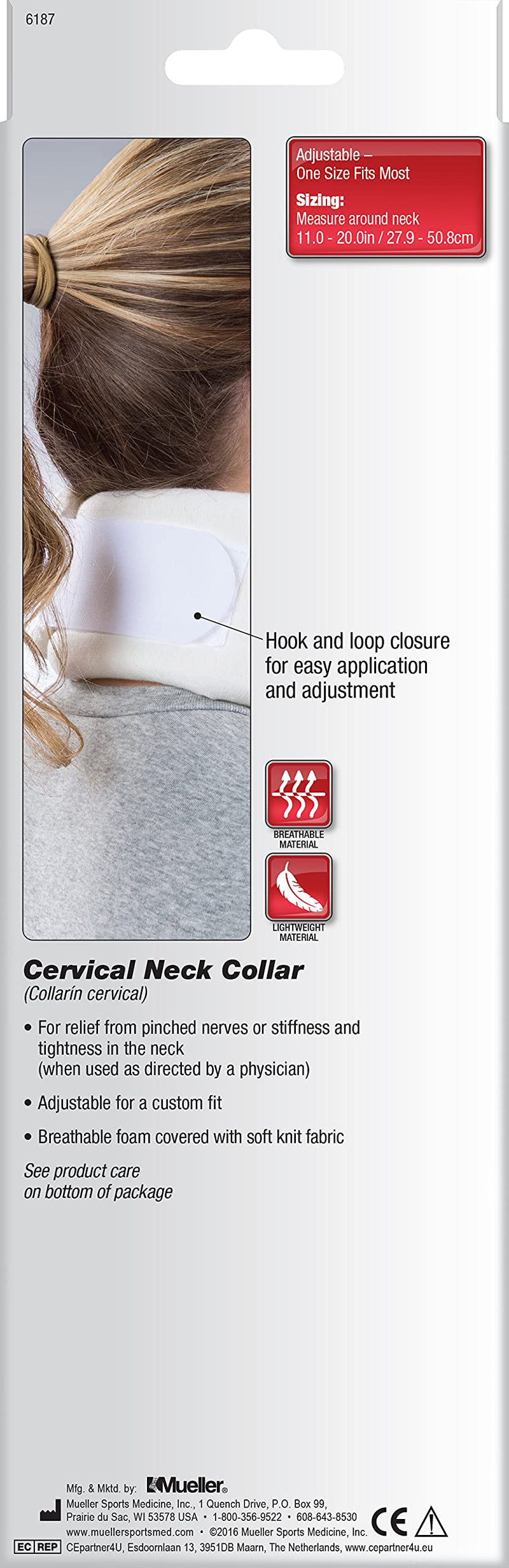 [Australia - AusPower] - Mueller Sports Medicine Cervical Collar Neck Brace, White, One Size 