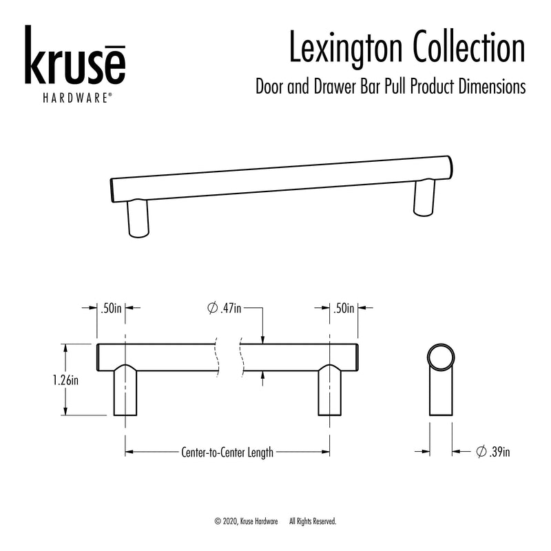 [Australia - AusPower] - Kruse Hardware - (Single) Lexington Door and Drawer Bar Pull - 8in Center-to-Center, Polished Stainless Steel 