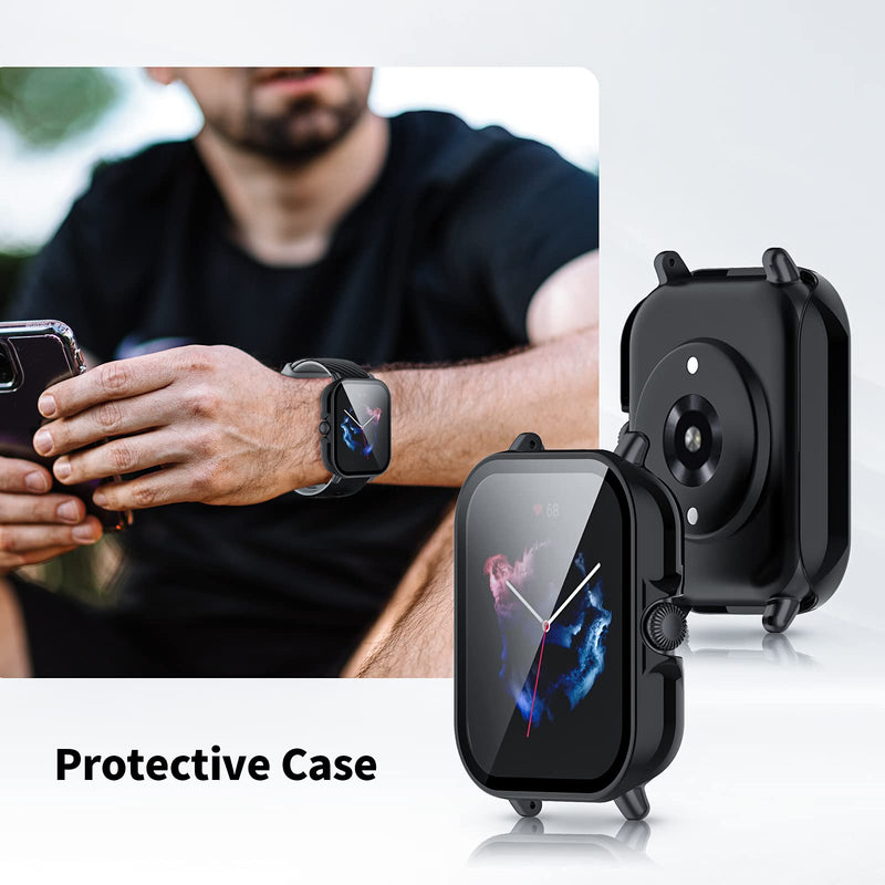 [Australia - AusPower] - Screen Protector Compatible with Amazfit GTS 3 Case,Hard PC Bumper All-Around Protective Cases Full Cover Shell Cases Smartwatch Accessory for Amazfit GTS 3 Black+Green+Blue+Pink+Clear 