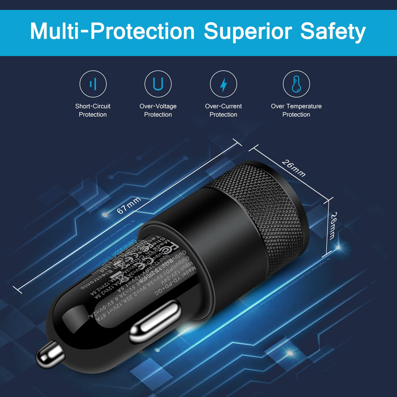 [Australia - AusPower] - Super Fast USB C Car Charger Adapter,60W Dual Port PD3.0 Fast Charging Power Adapter USB C Plug Cargador Carro Lighter Charger Compatible iPhone 13 Pro Max/12/11/SE,Samsung Galaxy S22 Ultra 5g/S21/S20 