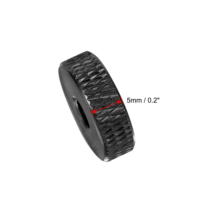[Australia - AusPower] - uxcell Flat Knurled Nut - M5 x 16mm x 5mm Thumb Nuts Lock Adjusting Nuts Aluminum Alloy Black 5Pcs 