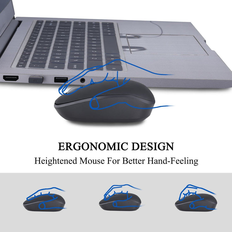 [Australia - AusPower] - Wireless Keyboard and Mouse Combo, ACOZYKITTEN 2.4G Silent Keyboard and Mouse Set with USB Receiver, Round Keycap, Ultra-Thin Sleek Design for Windows, Computer, Desktop, PC, Laptop (Black+Dark Gray) Dark Gray 