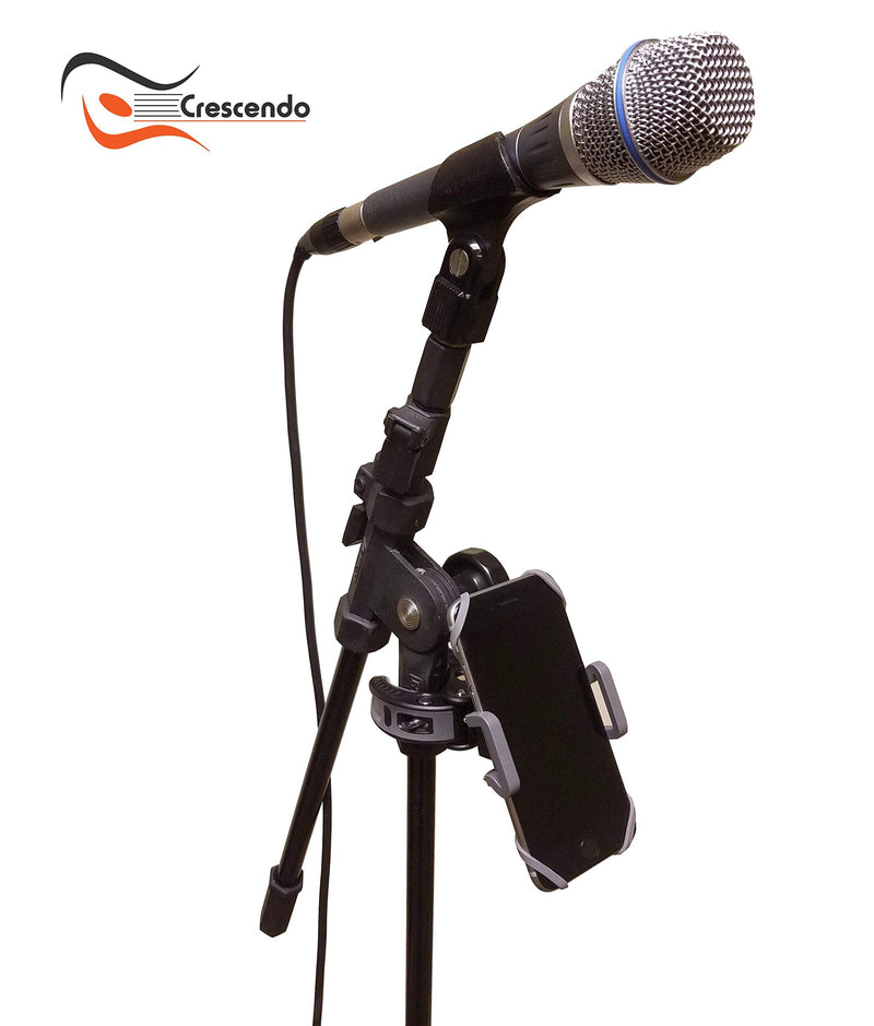 [Australia - AusPower] - Crescendo CR-30 SlimClip Mic Stand Phone Holder, iPhone Clamp Mount, Pole Phone Mount, Microphone, Music, or Drum Stand - for iPhone, Samsung Galaxy or Note, Pixel, Any Smartphone 