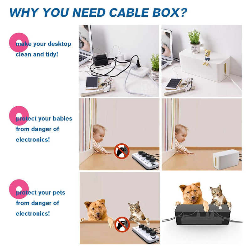 [Australia - AusPower] - Resulzon Cable Management Cord Cover Wire Hider Box Concealer Organizer Protector System for Home Theater Entertainment Center Office School (Mini,White) white 