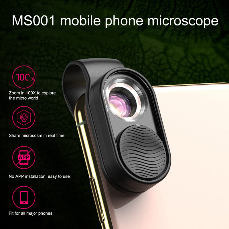 [Australia - AusPower] - PUSOKEI 100X Phone Microscope,Mini Pocket Phone Camera Lens Attachment Microscopes with Universal Clip and LEDs,Portable USB Micro Magnifier for Kids Adults Trichome Coin 