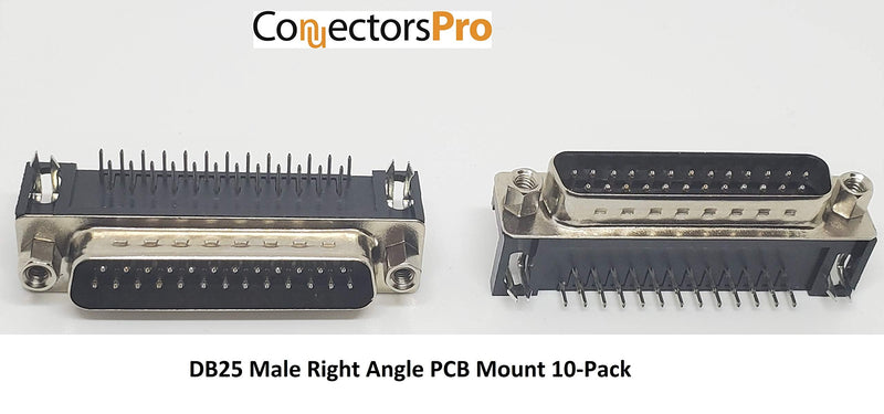 [Australia - AusPower] - PC Accessories - Connectors Pro 10-Pack DB25 Male Right Angle PCB Mount Connector, 90 Degree D-Sub 10-PK 