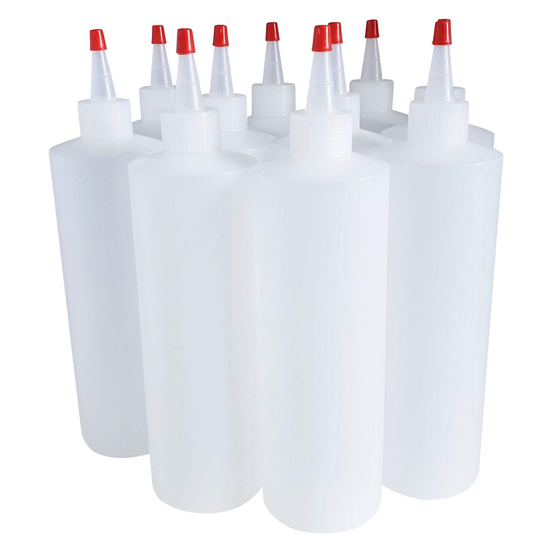 [Australia - AusPower] - Kelkaa 16oz HDPE Durable Plastic Squeeze Bottles with Yorker Red Cap Natural Clear Bottles for Food, Crafts, Any DIY Liquid Products, Multi Purpose Refillable Bottles (Pack of 10) 