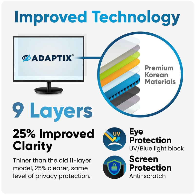 [Australia - AusPower] - Adaptix Monitor Privacy Screen 23” – Info Protection for Desktop Computer Security – Anti-Glare, Anti-Scratch, Blocks 96% UV – Matte or Gloss Finish Privacy Filter Protector – 16:9 (APF23.0W9) 23" WIDESCREEN (16:9) Black (1-Pack) 