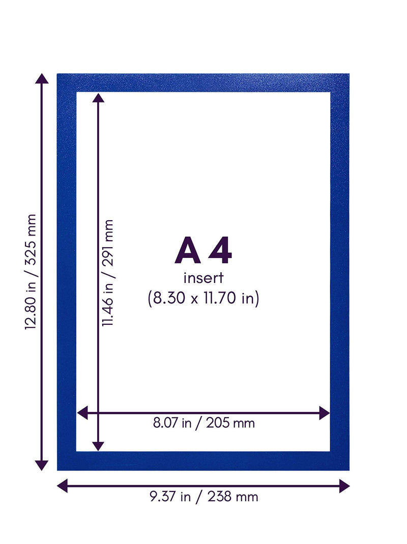[Australia - AusPower] - Magnetrip Self-Adhesive A4 Magnetic Document Holder, 8.5x11 Sign Holder, Blue (4-Pack) 