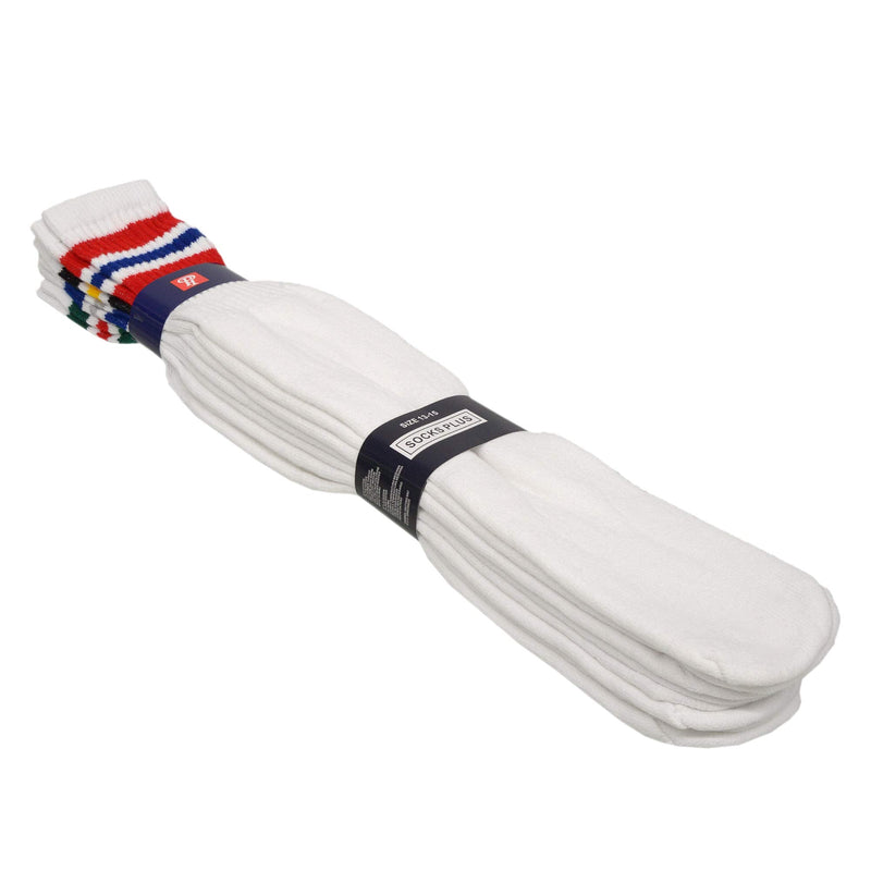 [Australia - AusPower] - Mens Classic Three Stripe Sports Tube Socks Size 13-15 (4-Pairs) 