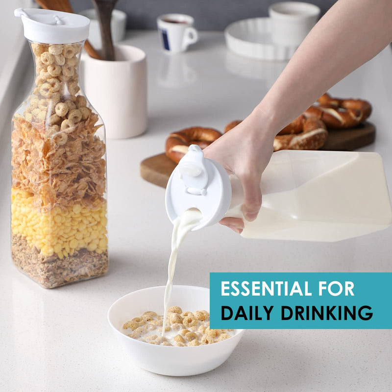 [Australia - AusPower] - NETANY 50 Oz Water Carafe with Flip Top Lid, Set of 2 Square Base Juice Containers, Clear Plastic Pitcher - for Water, Iced Tea, Juice, Beverage, Lemonade, Milk, Cold Brew and Mimosa Bar 
