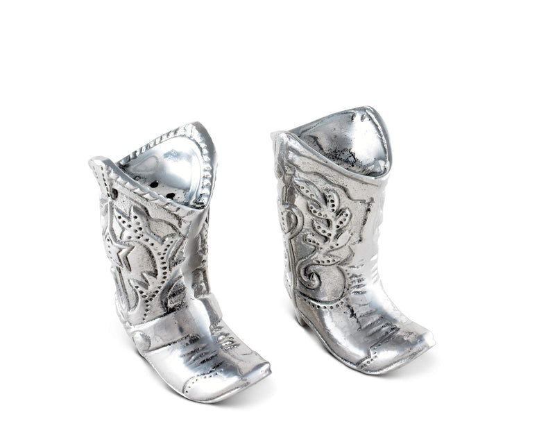 [Australia - AusPower] - Arthur Court Cowboy Boot Salt and Pepper Set Sand Casted in Aluminum with Artisan Quality Hand Polished S/P Shaker 3.5 inch Tall 