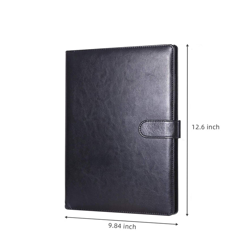 [Australia - AusPower] - Padfolio Portfolio Resume Folder with Pocket, Premium Faux Leather Interview Writing Legal Pads Document Organizer Portfolio with Business Card Holder (Black) Black 