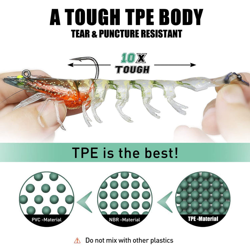 [Australia - AusPower] - TRUSCEND Pre-Rigged Jig Head Fishing Lures, Premium Shrimp Lure with VMC Hook, Weedless Soft Swimbaits for Bass, Fishing Bait with Spinner, Trout Crappie Walleye Fishing Jigs for Freshwater Saltwater 