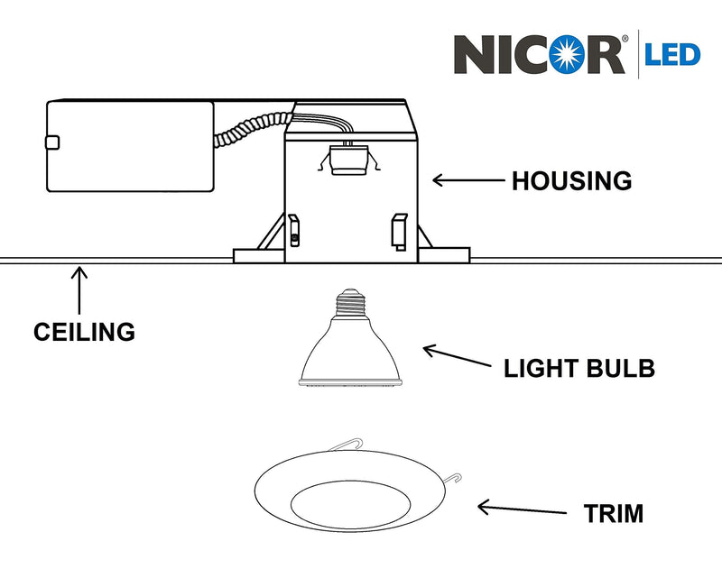 [Australia - AusPower] - NICOR Lighting 17575 Recessed Trims, White Lexan Flat Albalite Shower Trim with Plastic Trim Ring and Albalite Lens 