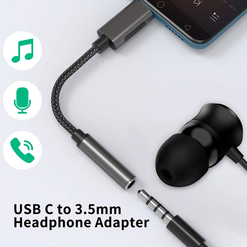 [Australia - AusPower] - COOYA USB C to 3.5mm Audio Jack for Samsung S20 FE S21 S22 5G OnePlus 8T Headphone Adapter USB C to Aux Dongle Stereo Earphone Connector for iPad Air 4 iPad Pro Google Pixel 5 6 Galaxy Note 20 Z Flip3 Dark Grey 
