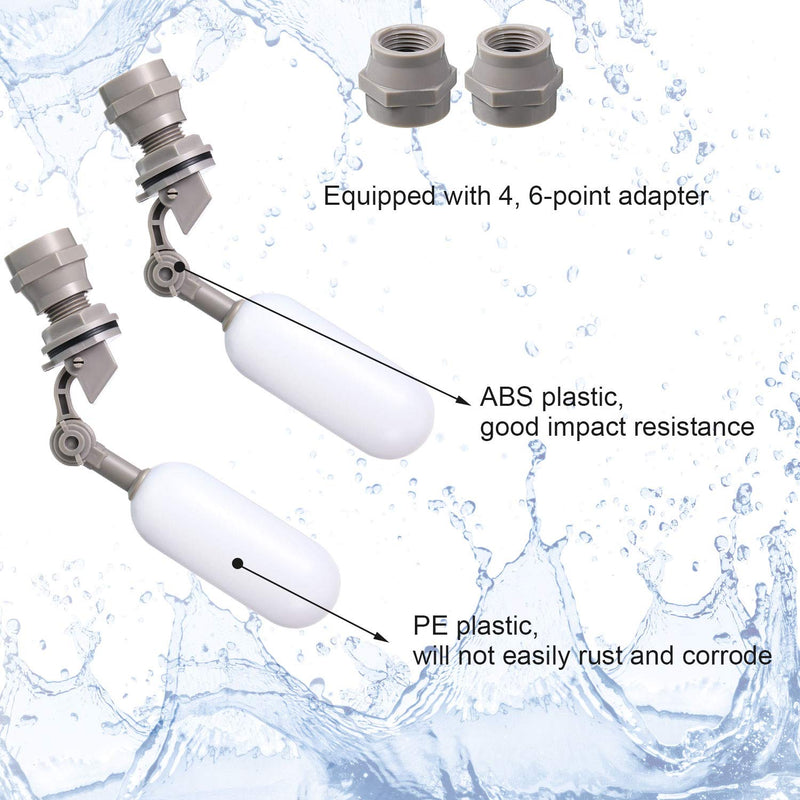 [Australia - AusPower] - 4 Pieces 1/2 Inch Float Ball Valve Plastic Water Float Valve Mini Plastic Float Valve with Adjustable Arm for Automatic Water Level Control of Water Tank 
