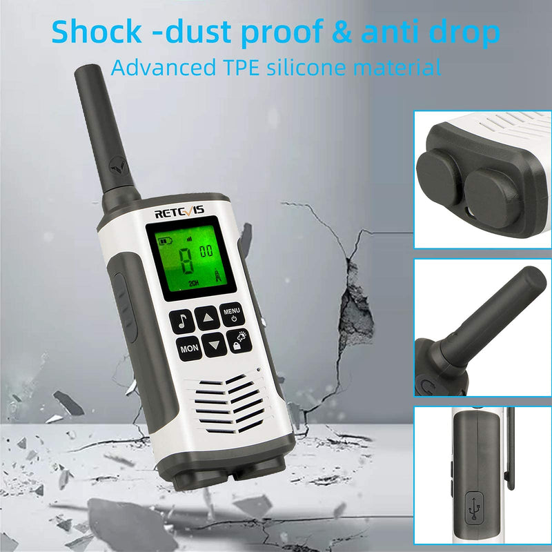 [Australia - AusPower] - Retevis RT45 Walkie Talkies Rechargeable,Long Range 2 Way Radio for Adults,NOAA Weather Alert 22CH,with 1000mAh AA Batteries,Two Way Radio for Camping Hiking Outdoor (2 Pack) 