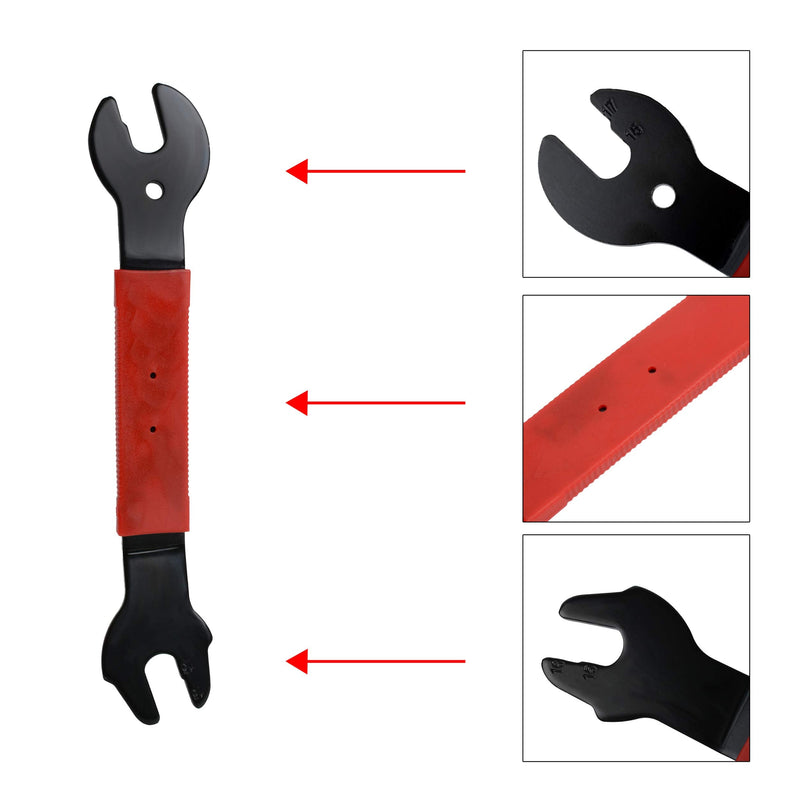 [Australia - AusPower] - Pedal Wrench Double Sided Bicycle Pedal Removal 15/16/17mm Bike Spanner Home Mechanic Pedal Repair Tool With Long Hand Comfortable Grip Energy-saving Cycling Crank Set for Biking Maintenance & Repair 