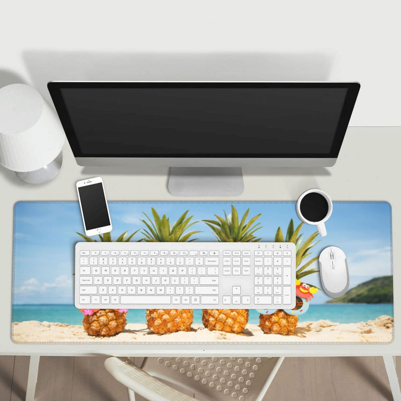 [Australia - AusPower] - Pineapple Mouse Pad Stitched Edge XL Large Mousepad 31.5" X 12" Rubber Base Non Slip Desk Mat for Laptop Pc Computer Gaming Pineapple 