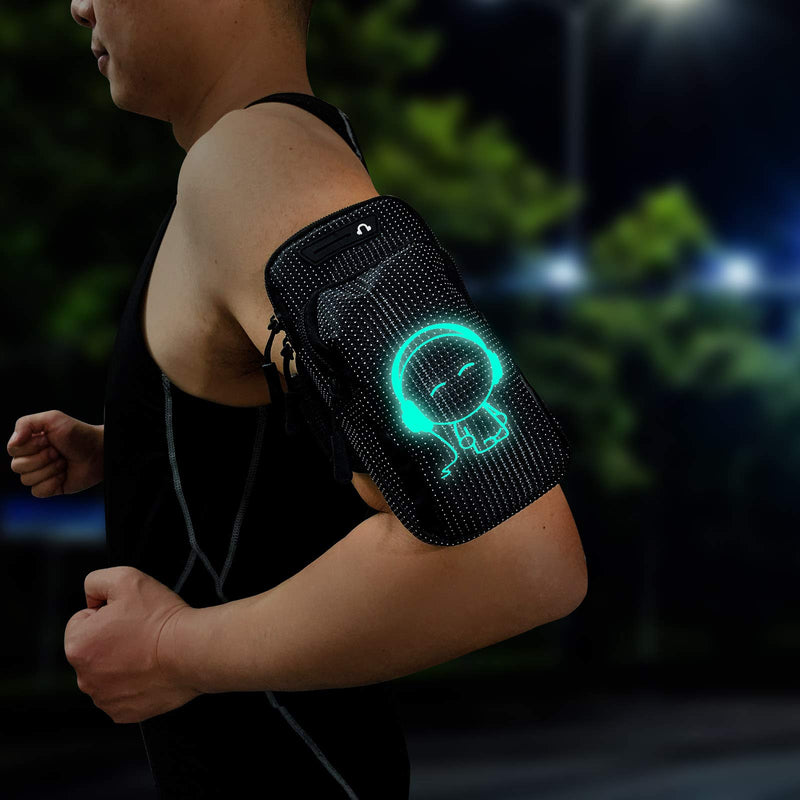 [Australia - AusPower] - Acenilen Sports Running Armband Adjustable Arm Bag Suitable for Outdoor Exercise, Phone Case Holder Compatible with Phones Under 6.5 inches - Upgraded Reflective Black （Upgraded Reflective） 