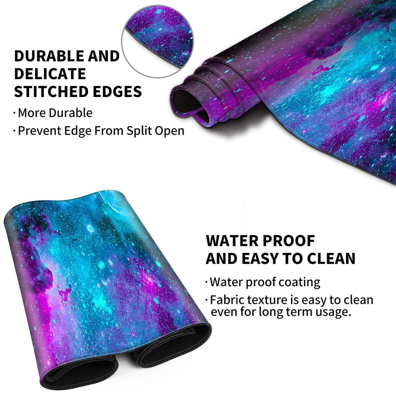 [Australia - AusPower] - Pretty Mouse Pad and Gel Wrist Rest Set, Extended Desk Mat (31.5" x 11.8") with Memory Foam Ergonomic Keyboard Pad, Large Gaming Mouse Pad Non-Slip Easy Typing for Home Office, Milky Way Galaxy Stars XL-31.5"x11.8"x0.12" 