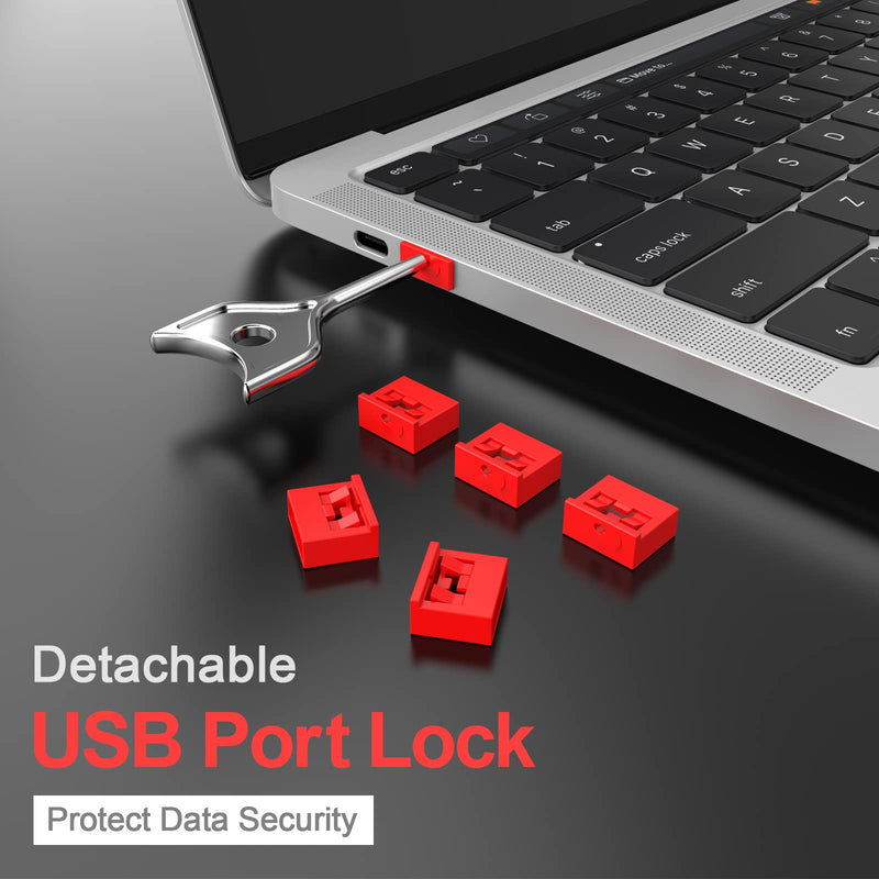 [Australia - AusPower] - 50Pcs USB Port Blocker with 3 Key,Locking USB Port/Dust Blocker,USB-A Dust Cap Female Port Plug Protector, Compatible with USB-A Ports,Computers,TVs,Routers (Red) 50+3 Red 