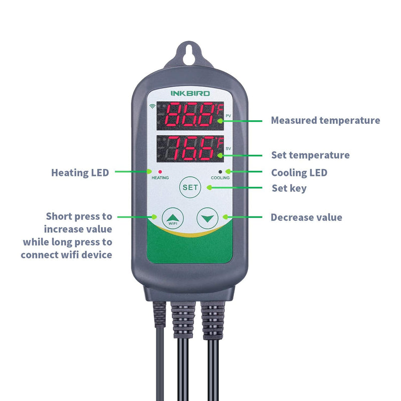 [Australia - AusPower] - Inkbird WiFi ITC-308 Digital Temperature Controller Thermostat Remote Monitoring Controlling Home Brewing Fermentation Breeding Incubation Greenhouse 