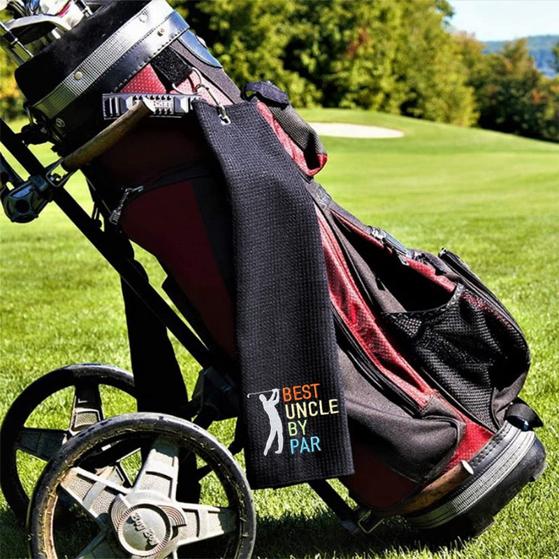 [Australia - AusPower] - DYJYBMY Best Uncle by Par Golf Towel, Embroidered Golf Towels for Golf Bags with Clip, Golf Gifts for Men Women, Birthday Gifts for Golf Fan, Retirement Gifts 