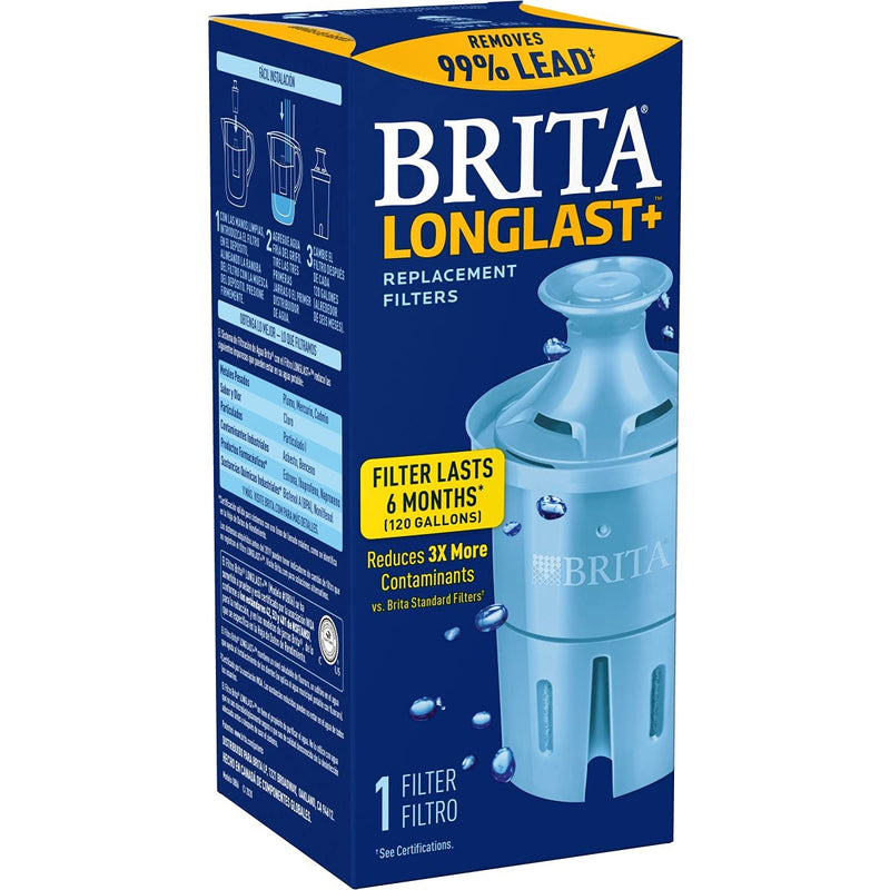 [Australia - AusPower] - Brita Longlast Pitcher and Dispenser Replacement Water Filters, Blue, 1 Count 1 ct Longlast Filter 