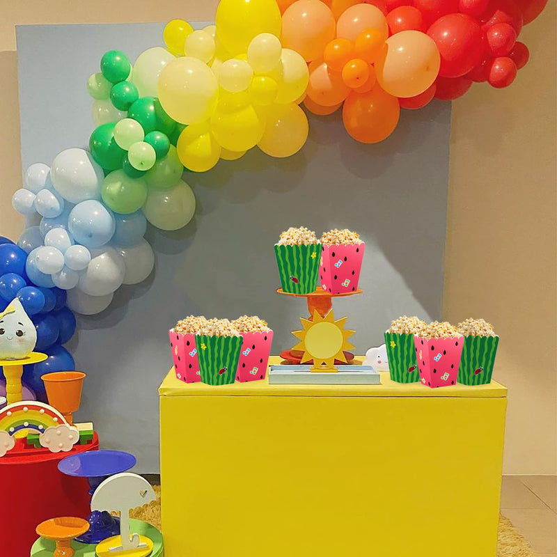 [Australia - AusPower] - 20 pcs Cartoon Melon Popcorn Boxes, Snack Treat Boxes Candy Cookie Container for Kids Boys Girls J Watermelon Theme Birthday Favors Movie Night Party Supplies Decorations 