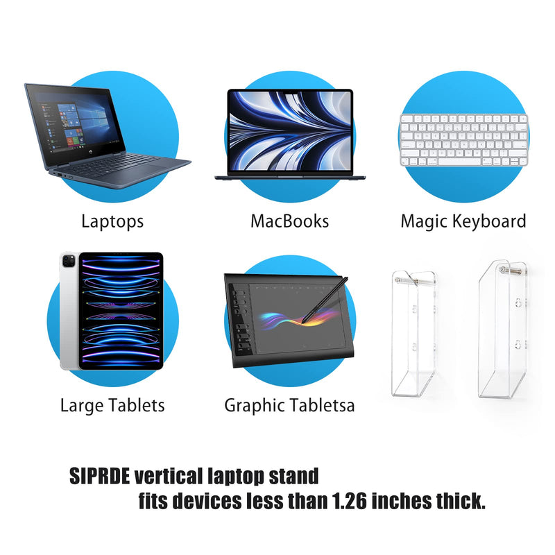 [Australia - AusPower] - SIPRDE Wall Mount Laptop Holder - Also Available as an Under Desk Laptop Mount, Clear Acrylic, with Adhesive & Screw, for Macbooks, Surface, Keyboards, Switch, Tablets & More 