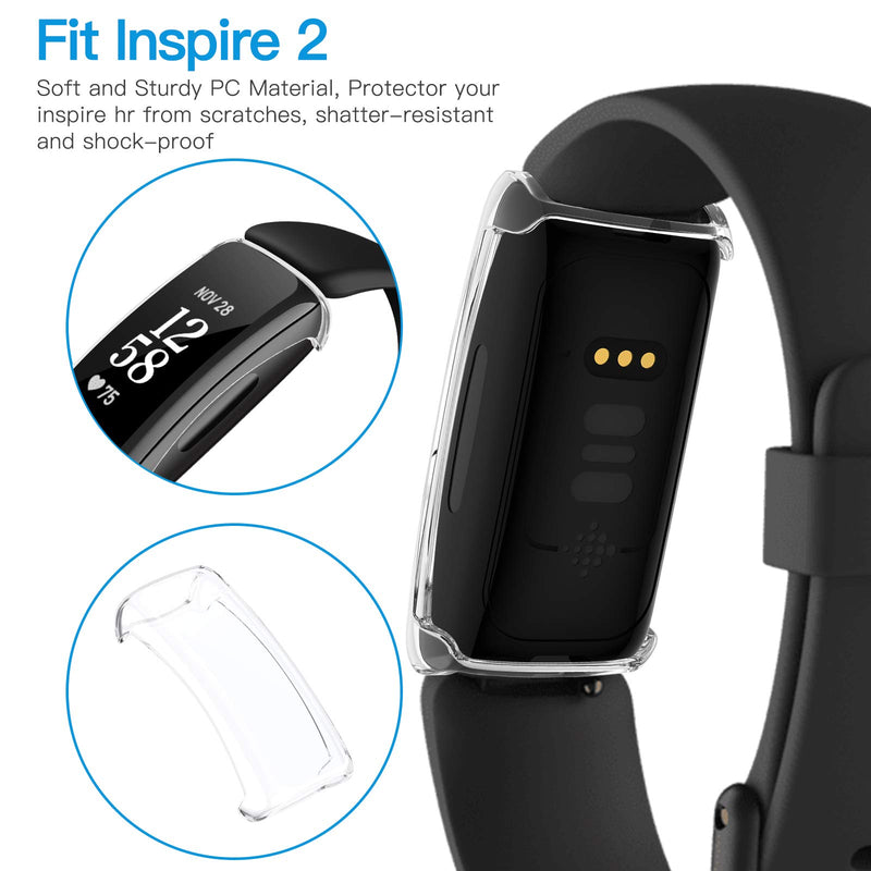 [Australia - AusPower] - EZCO 2-Pack Screen Protector Case Compatible with Fitbit Inspire 2 (Not for Inspire), Full Coverage High HD Case Protective Screen Cover Bumper Frame for Inspire 2 Smartwatch Black/Clear 