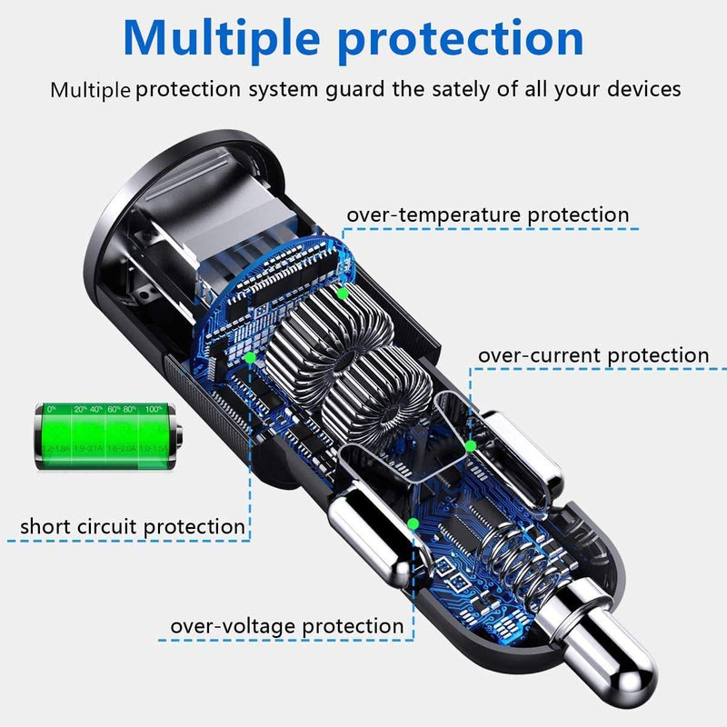 [Australia - AusPower] - 4 in 1 USB C Car Charger, 36W Multi USB Cigarette Lighter Adapter, Socket Splitter with 3 USB Ports, 12V/24V Dual USB Type C PD Fast Car Charger Adapter for iPhone 13/12/11/XS/8,iPad,Samsung,LG,GPS PD3.0 