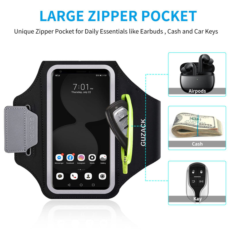 [Australia - AusPower] - GUZACK Running Cell Phone Armband for iPhone 13/13 Pro/12/11/XR/XS/X, Galaxy S21/S20 Water Resistant Armband Phone Holder with Zipper Slot to Carry Keys 